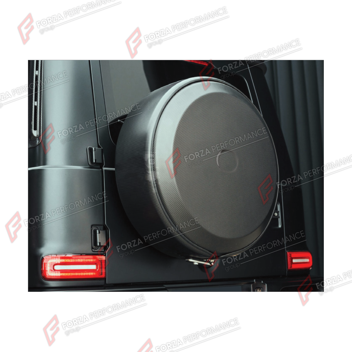 DRY CARBON SPARE WHEEL TIRE COVER for MERCEDES-BENZ G-CLASS W465 G63 G450D G500 G550 2025+ FORZA PERFORMANCE custom fit Gworks

Set includes:
Spare Wheel Tire Cover

Material: Dry Carbon

NOTE: Professional installation is required.
