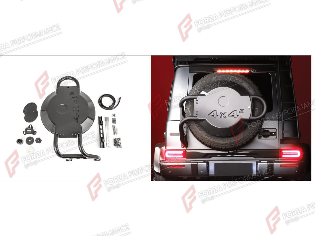DRY CARBON SPARE WHEEL TIRE COVER WITH HOLDERS for MERCEDES-BENZ G-CLASS W464 4X4 2019 - 2024

Set includes:
Spare Wheel Tire Cover With Holders

Material: Dry Carbon

NOTE: Professional installation is required.