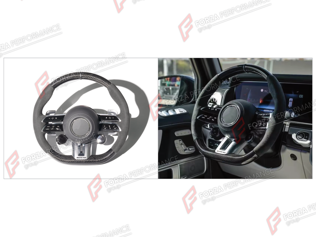 DRY CARBON STEERING WHEEL for MERCEDES-BENZ G-CLASS W464 G63 G350 G350D G400D G500 G550 2019 - 2024 FORZA PERFORMANCE custom fit Dragonfly Style

Set includes:
Steering Wheel

Material: Dry Carbon

NOTE: Professional installation is required.