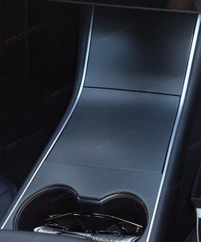 DRY CARBON STORAGE AND CUPHOLDER COVERS 3 PCS for TESLA MODEL 3 2017 - 2023