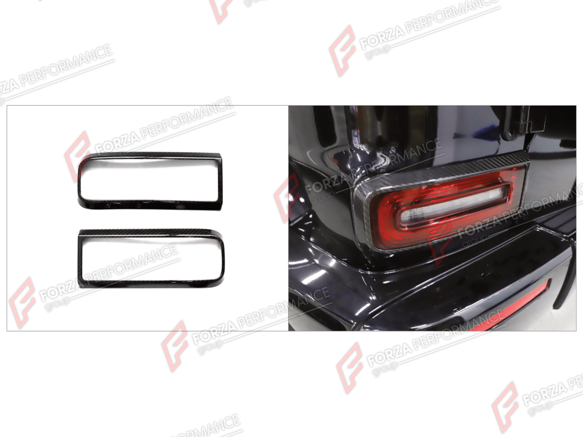 DRY CARBON TAIL TURN SIGNAL LIGHT COVERS for MERCEDES-BENZ G-CLASS W464 2019 - 2024

Set includes:
Tail Turn Signal Light Covers

Material: Dry Carbon

NOTE: Professional installation is required.