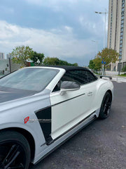 DRY CARBON WIDE BODY KIT for BENTLEY CONTINENTAL GT GTC 2018 - 2024

Set includes:
Front Lip
Front Bumper
Front Bumper Trims
Grille
Hood / Bonnet
Front Fenders
Side Mirror Covers
Side Trims
Side Skirts
Folding Roof Cover
Rear Spoiler
Rear Bumper
Rear Diffuser

Material: Dry Carbon

Note: Professional installation is required.