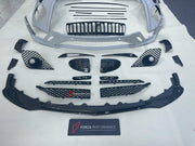 DRY CARBON WIDE BODY KIT for BENTLEY CONTINENTAL GT GTC 2018 - 2024

Set includes:
Front Lip
Front Bumper
Front Bumper Trims
Grille
Hood / Bonnet
Front Fenders
Side Mirror Covers
Side Trims
Side Skirts
Folding Roof Cover
Rear Spoiler
Rear Bumper
Rear Diffuser

Material: Dry Carbon

Note: Professional installation is required.