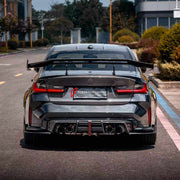 DRY CARBON WIDE BODY KIT for BMW M3 G80 G81 M4 G82 G83 2020+

Set includes:
Front Lip
Front Bumper Canards
Front Bumper Air Vent Covers
Front Grille
Hood Bonnet
Front Fenders
Side Skirts
Rear Spoiler Wing
Trunk Lid
Rear Bumper Fins
Rear Diffuser

Material: Dry Carbon, Tempered Glass

NOTE: Professional installation is required.