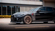 DRY CARBON WIDE BODY KIT for BMW M3 G80 G81 M4 G82 G83 2020+

Set includes:
Front Lip
Front Bumper Canards
Front Bumper Air Vent Covers
Front Grille
Hood Bonnet
Front Fenders
Side Skirts
Rear Spoiler Wing
Trunk Lid
Rear Bumper Fins
Rear Diffuser

Material: Dry Carbon, Tempered Glass

NOTE: Professional installation is required.