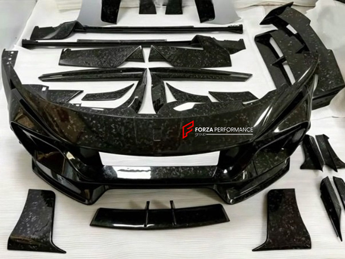 DRY CARBON WIDE BODY KIT for FERRARI PUROSANGUE 2023+ FORZA PERFORMANCE Mansory Keyvany
Set includes:

Front Lip
Front Bumper Assembly
Hood Bonnet
Front Fenders
Fender Flares
Side Skirts
Rear Fenders
Roof Spoiler
Ducktail Spoiler
Rear Diffuser
Rear Bumper Assembly
Material: Dry Carbon

NOTE: Professional installation is required.