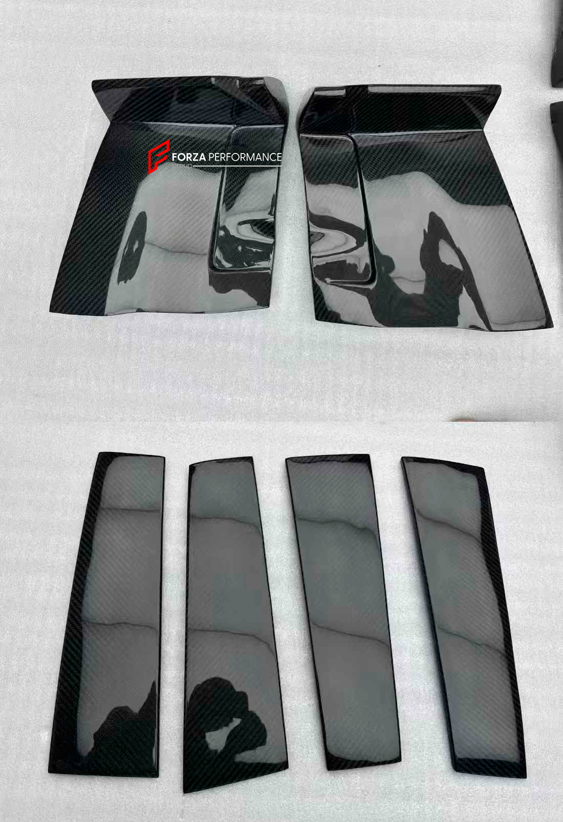 DRY CARBON WIDE BODY KIT for LAND ROVER DEFENDER L663 90 2020+

Set includes:

Front Lip
Front Bumper Trims
Front Grille
Hood Bonnet
Side Mirrors Covers
Front Fenders
Roof Led Bar
Side Skirts
Rear Fenders
Rear Trunk Cover
Rear Bumper
Rear Diffuser
Exhaust Tips

Material: Dry Carbon

Note: Professional installation is required.