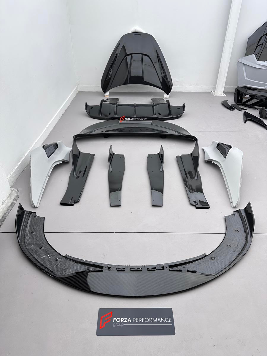 DRY CARBON BODY KIT for MCLAREN 750S 2023+ Forza Performance Style Custom Fit Design RYFT Style
Set includes:

Front Lip
Front Fenders
Side Skirts
Hood Bonnet
Rear Diffuser
Rear Spoiler
Material: Dry Carbon

NOTE: Professional installation is required.