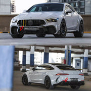 DRY CARBON WIDE BODY KIT for MERCEDES-BENZ AMG GT43 GT50 GT53 GT63 S X290 4-DOOR COUPE 2018+ FORZA PERFORMANCE custom fit Rocket 1000 Style

Set includes:
Front Lip
Front Bumper Assembly
Front Grille
Fender Flares
Fenders
Side Skirts
Rear Bumper Assembly
Rear Diffuser

Material: Dry Carbon

NOTE: Professional installation is required.