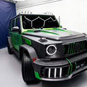 DRY CARBON WIDE BODY KIT for MERCEDES-BENZ G-CLASS AMG W465 G500 G63 2024+ FORZA PERFORMANCE custom fit Mansory Style

Set includes:
Front Bumper Assembly
Front Grille
Hood Bonnet Air Vents
Roof Light Bar
Fender Flares
Side Mirror Covers
Door Panels
Body Side Door Moldings
Rear Bumper Assembly
Spare Wheel Tire Cover

Material: Dry Carbon

NOTE: Professional installation is required.
