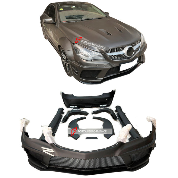 WIDE BODY KIT for MERCEDES-BENZ E-CLASS C207 W207 2009 - 2016

Set includes:

Front Bumper

Front Hood/Bonnet
Side Fenders
Fender Flares
Side Skirts
Rear Bumper

Material: Fiberglass

NOTE: Professional installation is required.