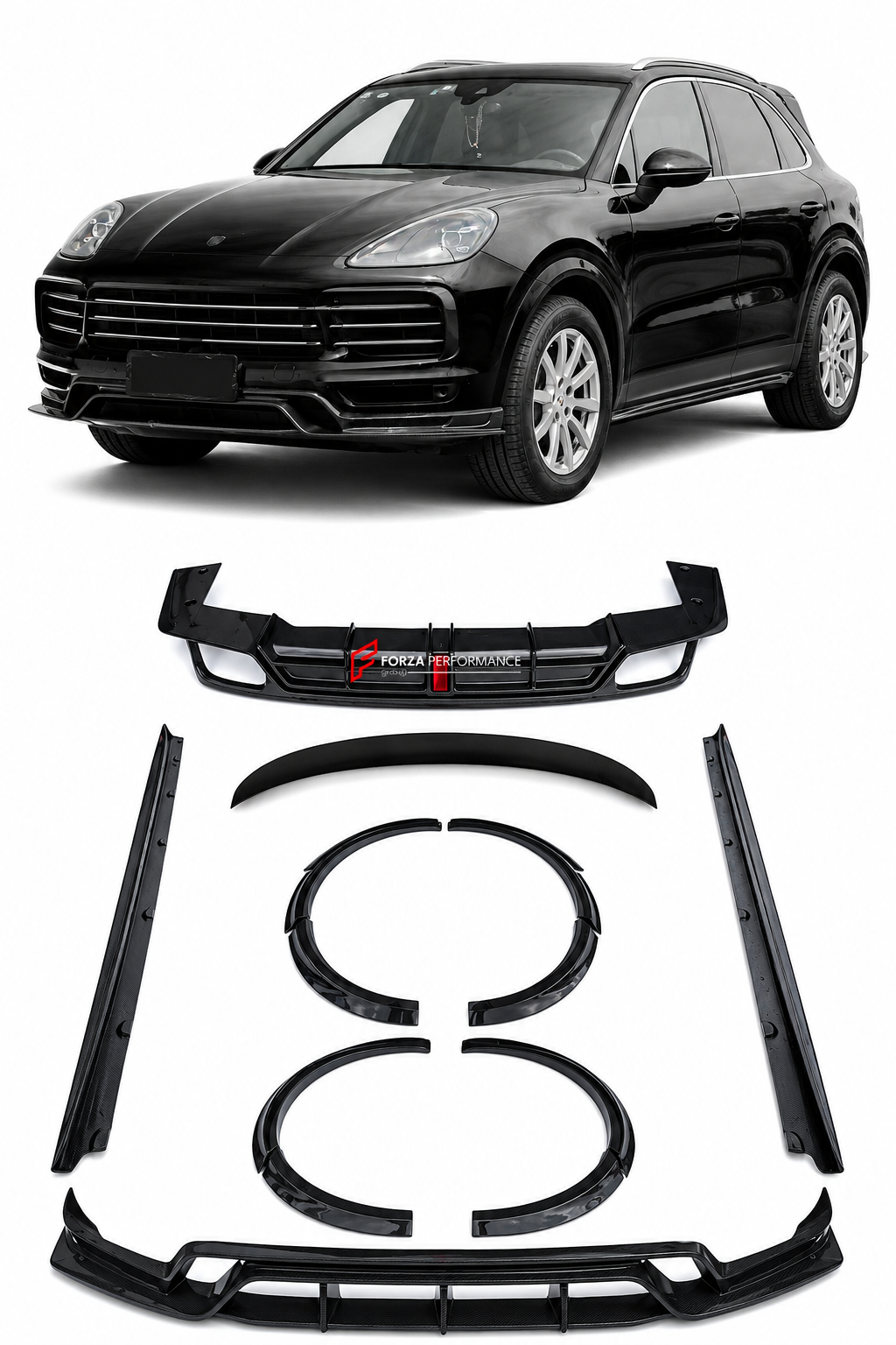 DRY CARBON WIDEBODY KIT for PORSCHE CAYENNE 2018 - 2020 Forza Performance custom fit CMST design style 