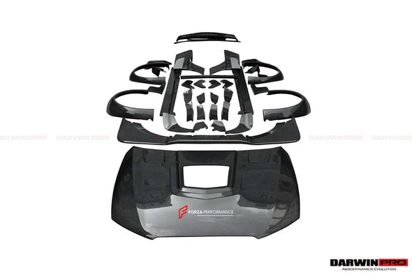 AUTHENTIC DARWINPRO DTM STYLE CARBON WIDE BODY KIT for AUDI RS6 C7 AVANT 2014 - 2018  Set includes:  Hood Front lip Front canards Fender flares Side skirts Side canards Bumper spoiler Rear bumper canards Door canards Rear fender canards Rear diffuser canards Roof spoiler Trunk spoiler Material: Carbon fiber / Forged Carbon / Fiberglass + Carbon / Autoclave carbon fiber / Double sided carbon fiber  NOTE: Professional installation is required  Contact us for pricing