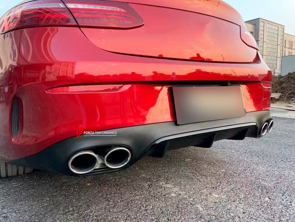REAR DIFFUSER WITH EXHAUST TIPS for MERCEDES-BENZ E-CLASS COUPE C238 2017+

Set includes:
Rear Diffuser
Exhaust tips

Material: Plastic

NOTE: Professional installation is required

Contact us for pricing