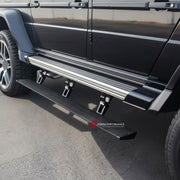 ELECTRIC SIDE STEPS for Mercedes Benz G Class G63 AMG 6x6 2012 - 2015
Set includes:

Side Step Bars
Electric Motors With Brackets
Fixing Accessories
Wires With The Control Unit
Material: Aluminium

NOTE: Professional installation is required.