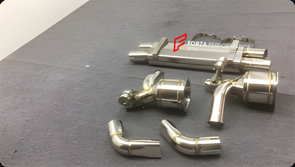 EXHAUST CATLESS DOWNPIPE and VALVED REAR SECTION for PORSCHE 911 991.1 TURBO S 3.8T 2013 - 2016 FORZA PERFORMANCE Custom Fit

Set includes:

Catless Downpipes
Heat Shield
Valved Bypass Muffler
Exhaust Tips
Electronic Valve Actuators
Material: Stainless Steel (Can be made of Titanium)

Production time: 10-15 days

