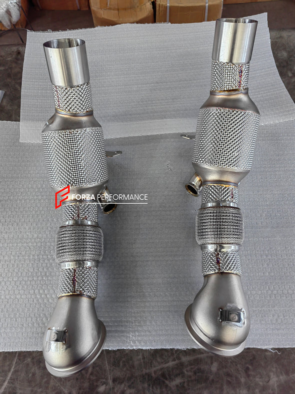 EXHAUST CATLESS DOWNPIPE for FERRARI SF90 4.0T

Material: Stainless Steel

Optionally:

For extra cost we can add heat shield protection
200 cell catalytic converter

Production time: 10 working days

NOTE: Professional installation is required.

FEATURES:

We engineer a digital prototype using 3D CAD design software, each car model chassis has been 3D laser scanned at the factory
We factory run all test cars on Italian 1200HP Dyno machine to make the best performance design of exhaust systems
The CNC bendi