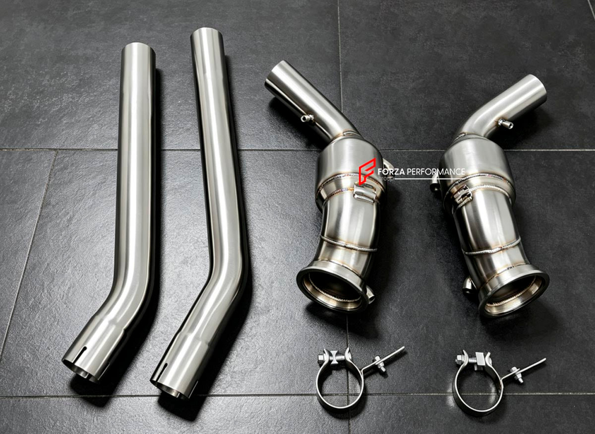 EXHAUST CATLESS DOWNPIPE WITH HEAT SHIELD for FERRARI PUROSANGUE V12 6.5 2022+ FORZA PERFORMANCE Custom Fit

Set includes:

Catless Downpipes
Connecting Pipes
Heat Shield
Material: Stainless Steel (Can be made of Titanium)

Production time: 10–15 days
