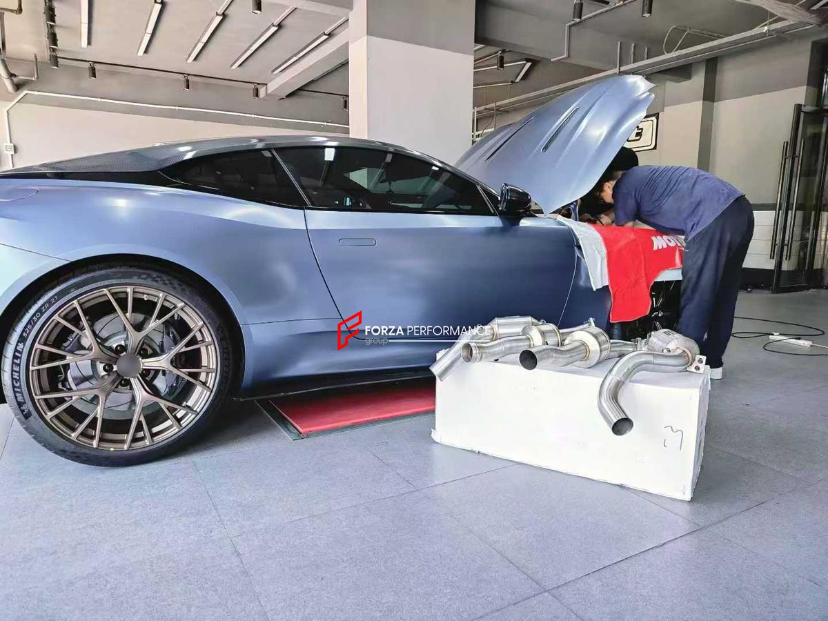 EXHAUST DOWNPIPES WITH FRONT PIPES for ASTON MARTIN DB12 V8 4.0T 2023 + FORZA PERFORMANCE Custom Fit

Set includes:

Downpipes with 100-Cell Sports Catalytic Converters
Front Pipes
Material: Stainless Steel

Production time: 10-15 days
