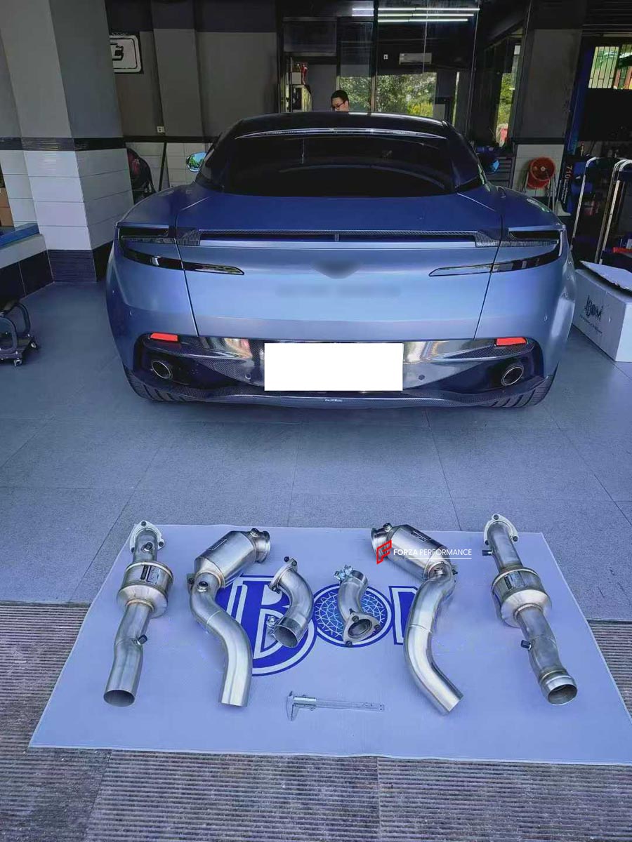 EXHAUST DOWNPIPES WITH FRONT PIPES for ASTON MARTIN DB12 V8 4.0T 2023 + FORZA PERFORMANCE Custom Fit

Set includes:

Downpipes with 100-Cell Sports Catalytic Converters
Front Pipes
Material: Stainless Steel

Production time: 10-15 days
