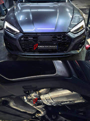 EXHAUST SYSTEM for AUDI A5 B9 2.0T 2016 - 2024

Set includes:

Mid Pipe
Y-Pipe
Valved Bypass Muffler
Exhaust Tips
Material: Stainless Steel (Can be made of Titanium)

Production time: 10–15 days