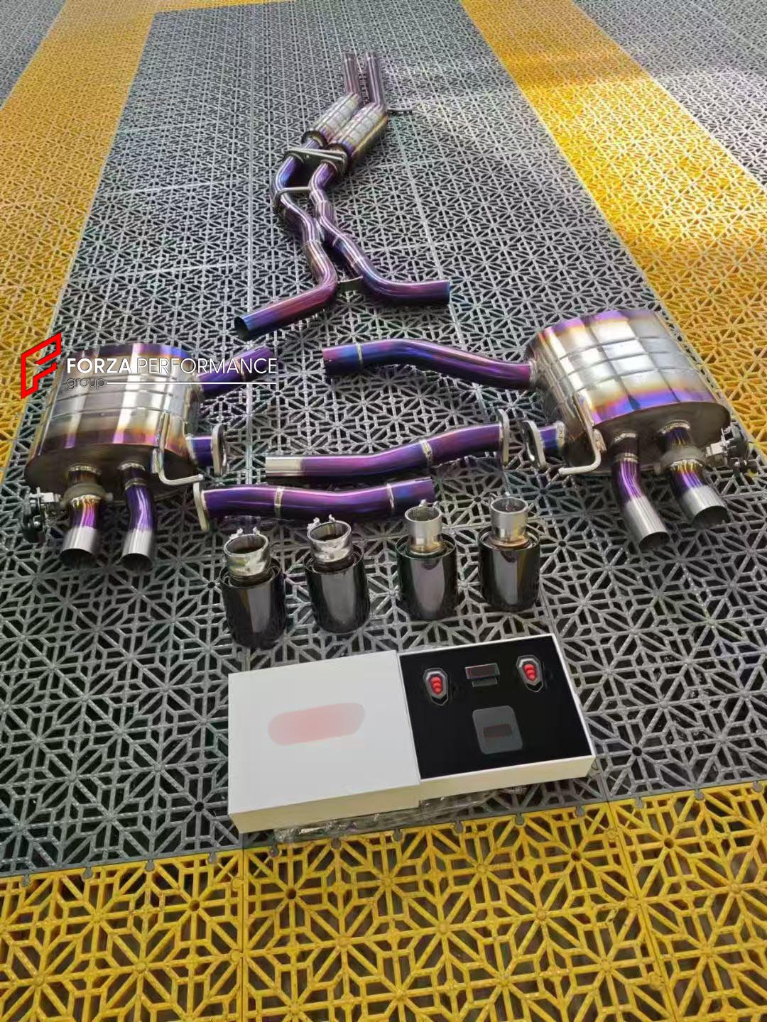 EXHAUST CATBACK MUFFLER for AUDI A7 C8 S-LINE 2019+ 3.0L

Set includes:

Center Pipes
Muffler with Valves
Exhaust Tips
Valve Control Box with Remote Control
Material: Stainless Steel (can be made in Titanium)

Production time: 10–15 days