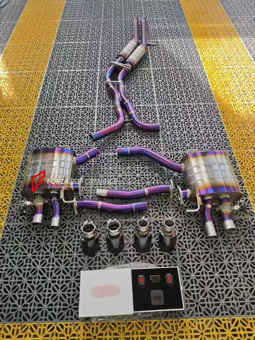 EXHAUST CATBACK MUFFLER for AUDI A7 C8 S-LINE 2019+ 3.0L

Set includes:

Center Pipes
Muffler with Valves
Exhaust Tips
Valve Control Box with Remote Control
Material: Stainless Steel (can be made in Titanium)

Production time: 10–15 days