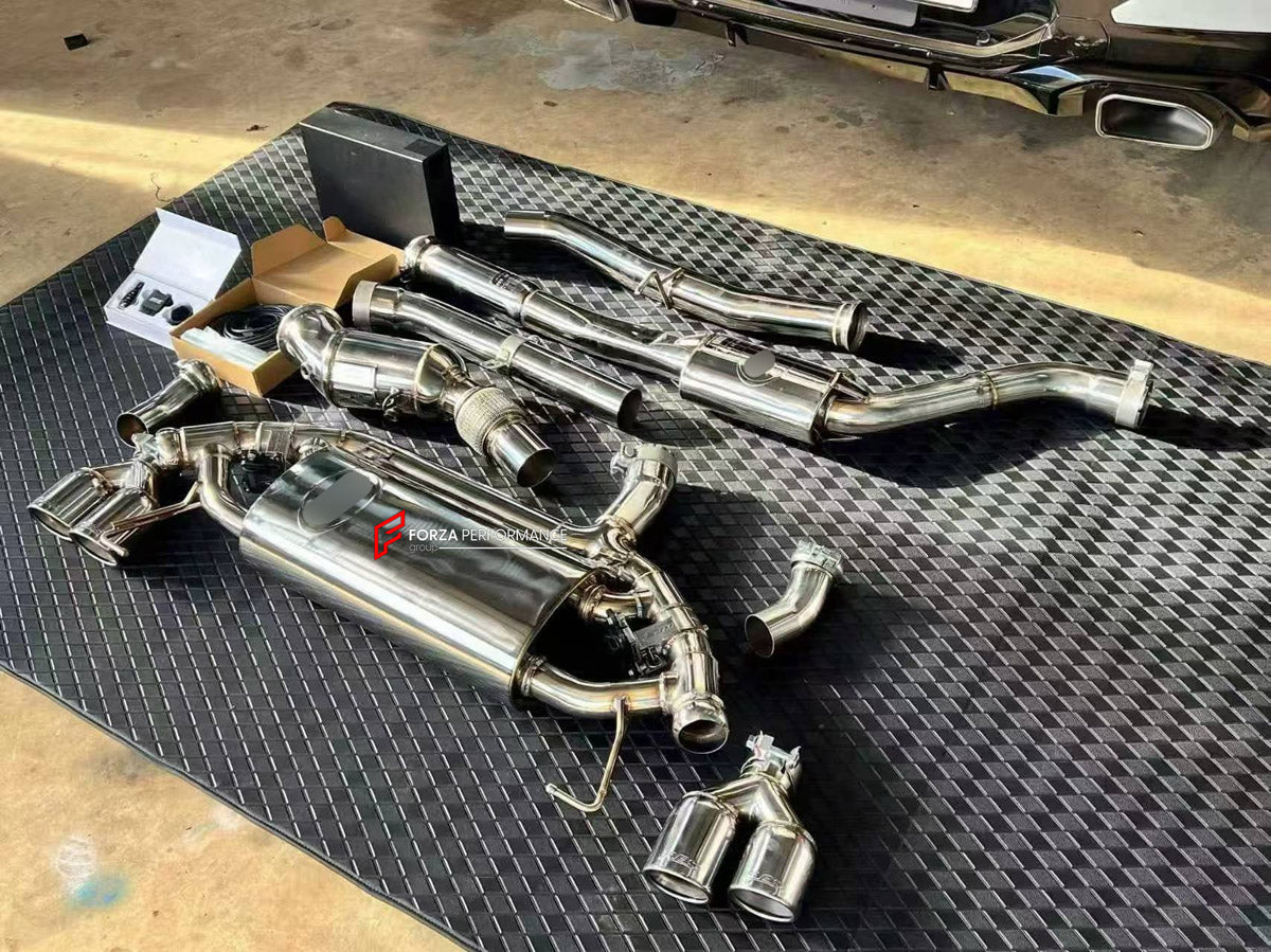 EXHAUST SYSTEM for BMW X4 G02 2018+

Set includes:

Mid Pipe
Valved Bypass Muffler
Exhaust Tips
Electronic Remote Valve Control
Material: Stainless Steel (Can be made of Titanium)

Production time: 10–15 days