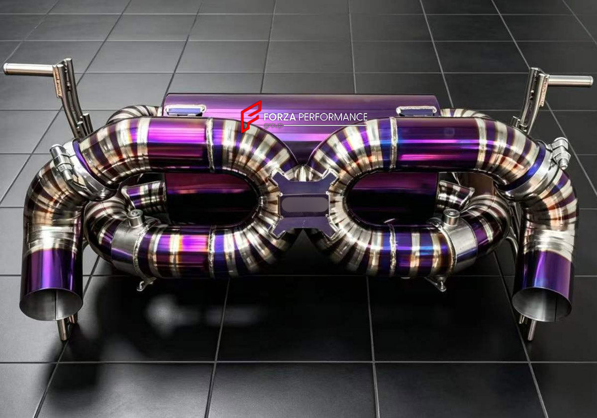 EXHAUST SYSTEM for LAMBORGHINI HURACAN EVO 2019 - 2024

Set includes:

X-Pipe
Valved Bypass Muffler
Material: Titanium (Can be made of Stainless Steel)

Production time: 10–15 days