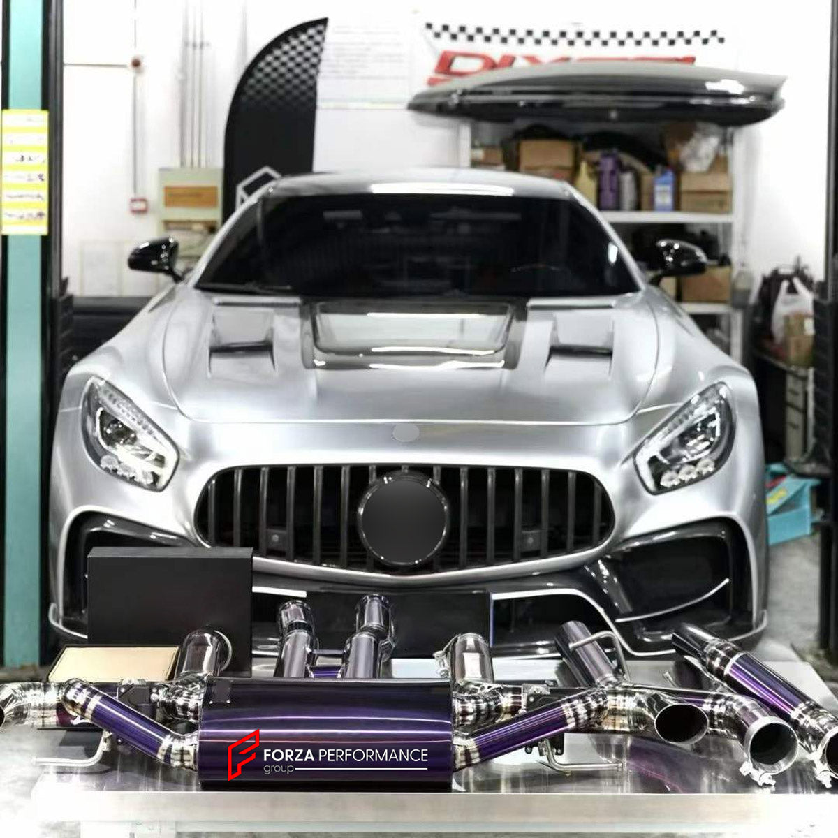 EXHAUST SYSTEM for MERCEDES-BENZ AMG GT C190 2014 - 2022

Set includes:

Mid Pipe
Valved Bypass Muffler
Exhaust Tips
Material: Titanium (Can be made of Stainless Steel)

Production time: 10–15 days