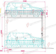 F-VTS Four-Post Car Elevator - Guided Vehicle Transport System - almacenamiento de vehículos / rangement de voiture