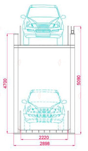 F-VTS Four-Post Car Elevator - Guided Vehicle Transport System - montacoches de cuatro columnas / ascenseur pour voitures 4 colonnes