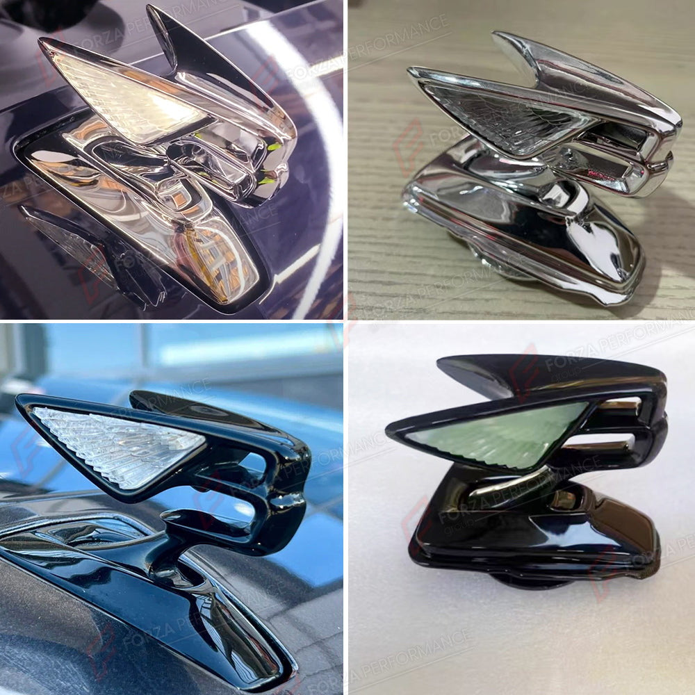 FLYING B HOOD BONNET MASCOT ORNAMENT EMBLEM for BENTLEY FLYING SPUR 2019 - 2023 Forza Performance Custom fit OEM Style

Set includes:
Flying B Hood Bonnet Emblem
Black or Silver Polished Finish (your choice)

Material: Steel

NOTE: Only the emblem is supplied, the original mounting brackets must be reused from your car. Professional installation is required.