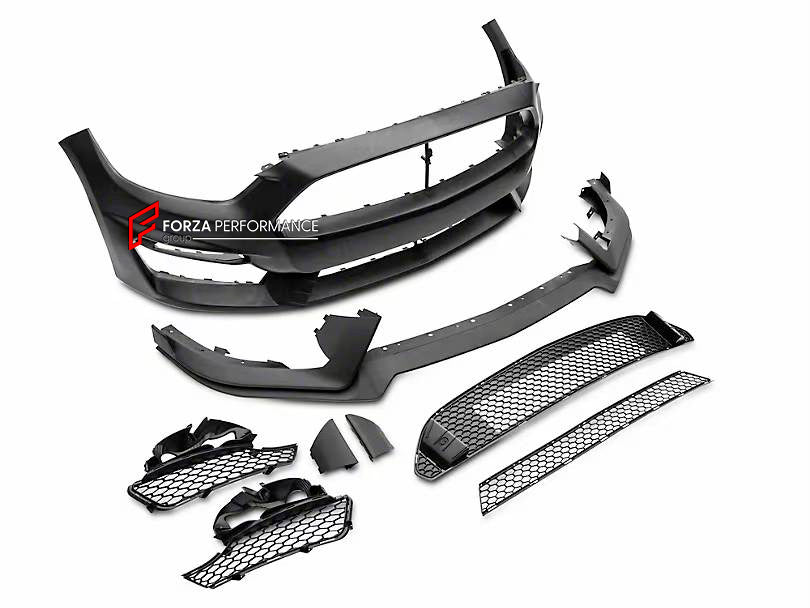 BODY KIT for FORD MUSTANG 2015 - 2020

Set includes:

Front Bumper
Rear Diffuser
Exhaust Tips
Rear Spoiler
Hood
Front Fenders (Steel)

Material: Plastic

Note: Professional installation is required.