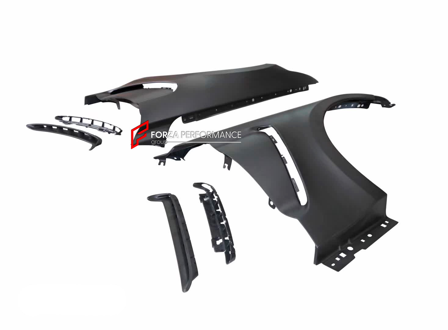 BODY KIT for FORD MUSTANG 2015 - 2020

Set includes:

Front Bumper
Rear Diffuser
Exhaust Tips
Rear Spoiler
Hood
Front Fenders (Steel)

Material: Plastic

Note: Professional installation is required.