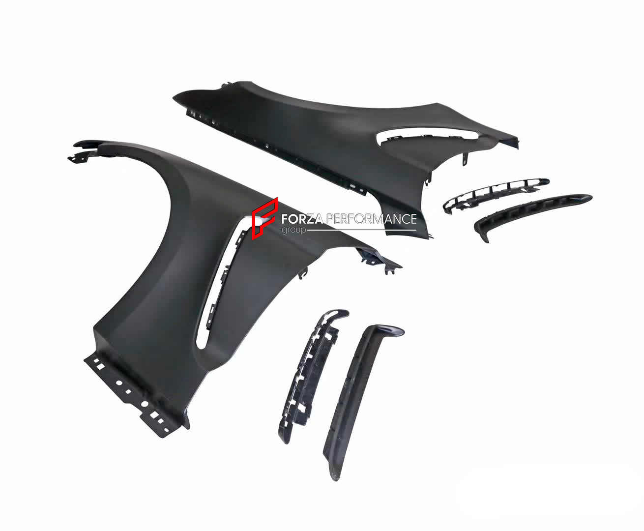 BODY KIT for FORD MUSTANG 2015 - 2020

Set includes:

Front Bumper
Rear Diffuser
Exhaust Tips
Rear Spoiler
Hood
Front Fenders (Steel)

Material: Plastic

Note: Professional installation is required.