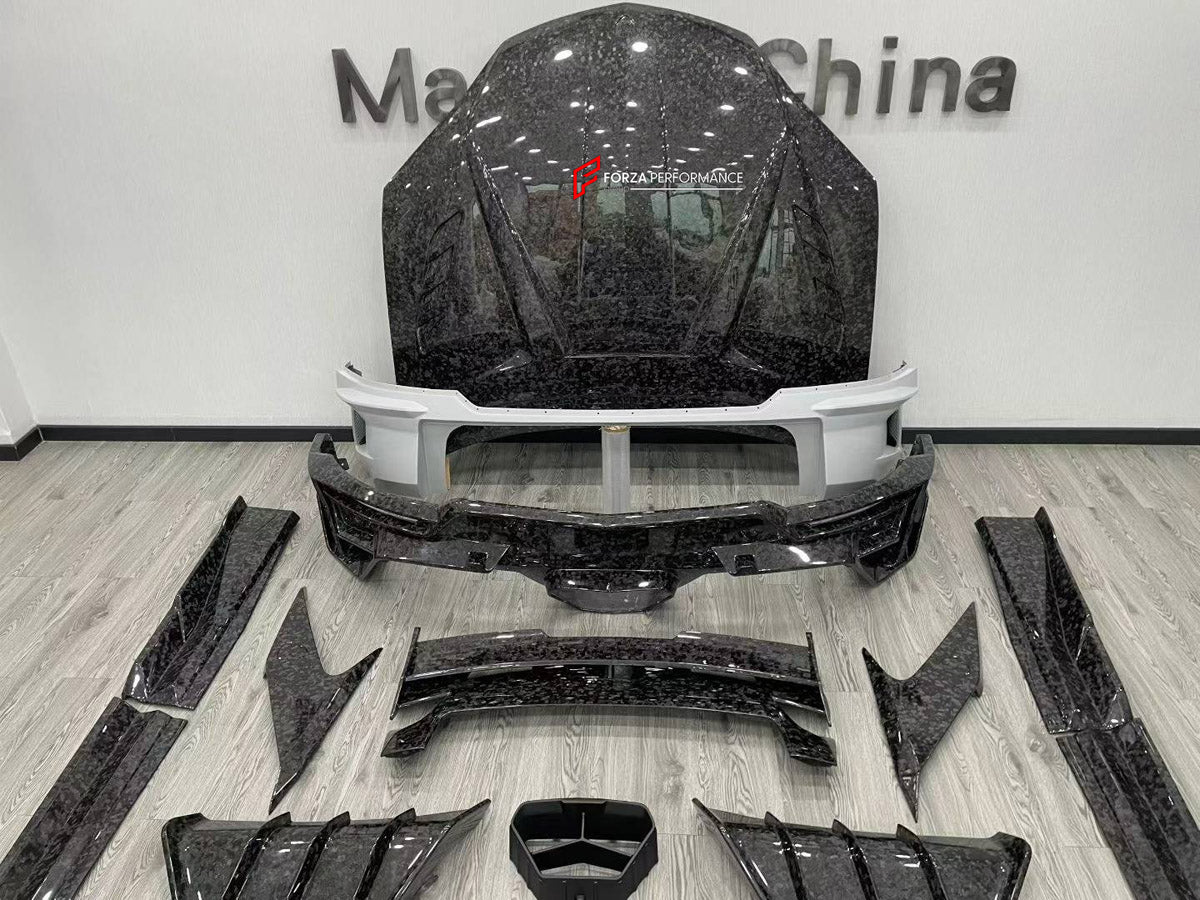 FORGED CARBON BODY KIT for LAMBORGHINI URUS SE 2024+ FORZA PERFORMANCE custom fit M Style

Set includes:
Front Lip
Front Bumper Assembly
Hood Bonnet
Front Fenders
Fender Flares
Side Skirts
Rear Spoiler Wing
Rear Bumper Assembly
Rear Diffuser

Material: Forged Carbon, Plastic

NOTE: Professional installation is required.