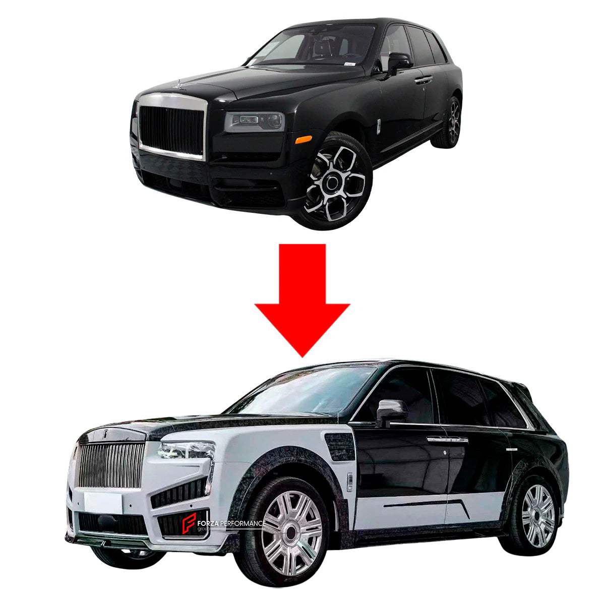 FORGED CARBON CONVERSION BODY KIT for ROLLS-ROYCE CULLINAN SERIES 1 2018 - 2025 upgrade to SERIES 2 FACELIFT



Set includes:

Front Lip
Front Bumper
Front Bumper Meshes

Headlights
Front Grille Frame
Hood / Bonnet
Front Fenders
Fenders Flares
Door Covers
Side Skirts
Roof Spoiler
D-Pillar Panel
Rear Trunk Spoiler
Rear Panel
Rear Bumper
Rear Diffuser
Exhaust Tips
Exhaust Mufflers
Material: Dry Carbon