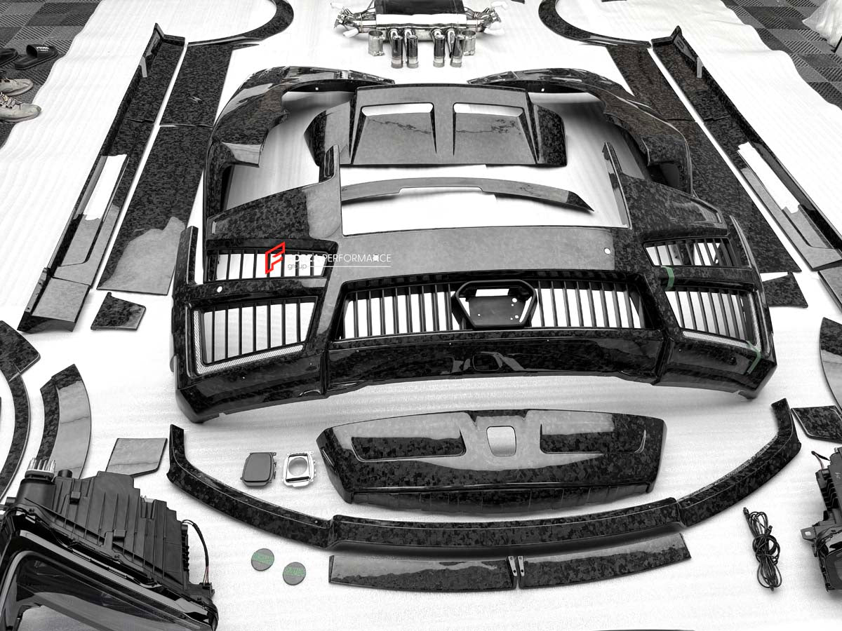 FORGED CARBON CONVERSION BODY KIT for ROLLS-ROYCE CULLINAN SERIES 1 2018 - 2025 upgrade to SERIES 2 FACELIFT



Set includes:

Front Lip
Front Bumper
Front Bumper Meshes

Headlights
Front Grille Frame
Hood / Bonnet
Front Fenders
Fenders Flares
Door Covers
Side Skirts
Roof Spoiler
D-Pillar Panel
Rear Trunk Spoiler
Rear Panel
Rear Bumper
Rear Diffuser
Exhaust Tips
Exhaust Mufflers
Material: Dry Carbon