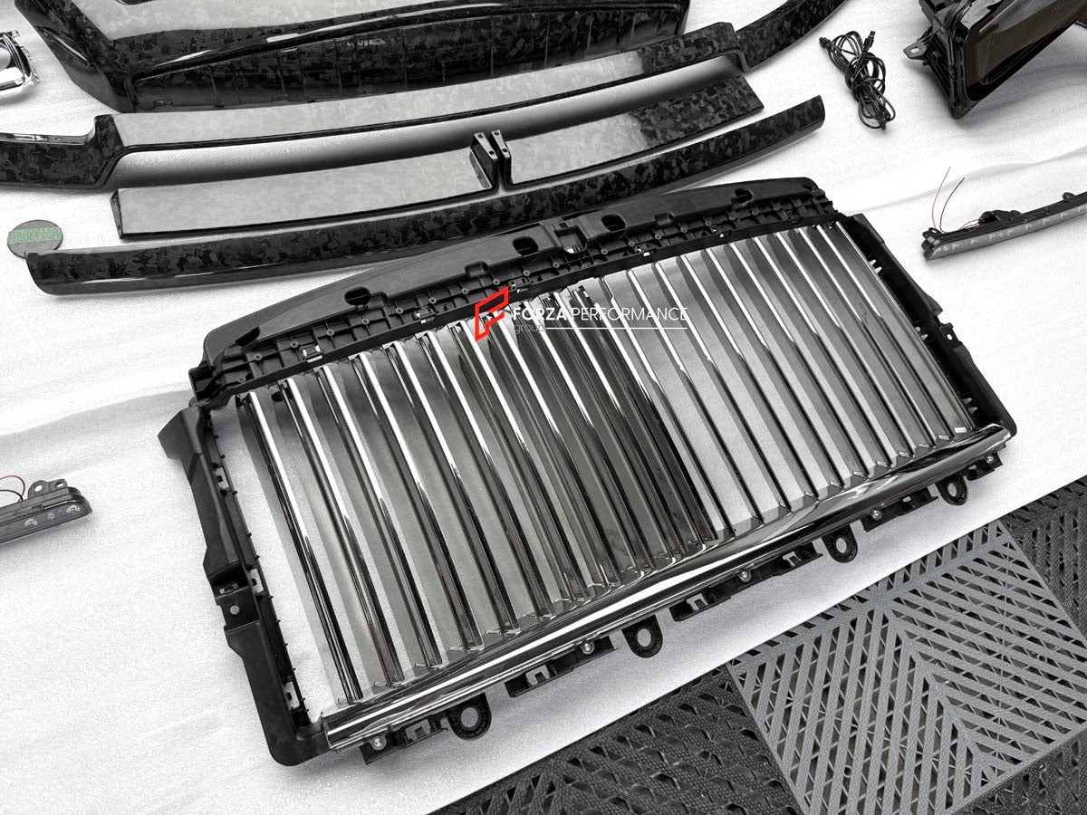 FORGED CARBON CONVERSION BODY KIT for ROLLS-ROYCE CULLINAN SERIES 1 2018 - 2025 upgrade to SERIES 2 FACELIFT



Set includes:

Front Lip
Front Bumper
Front Bumper Meshes

Headlights
Front Grille Frame
Hood / Bonnet
Front Fenders
Fenders Flares
Door Covers
Side Skirts
Roof Spoiler
D-Pillar Panel
Rear Trunk Spoiler
Rear Panel
Rear Bumper
Rear Diffuser
Exhaust Tips
Exhaust Mufflers
Material: Dry Carbon