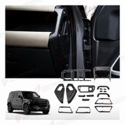 FORGED CARBON FIBER INTERIOR TRIM KIT for LAND ROVER DEFENDER 110 L663 2020+
Set includes:

Dashboard Air Vent Trims
Dashboard End Cap Trims
Dashboard Cover Trim
Gear Shift Panel Trim
Center Console Panel Trim
Door Grab Handle Trims
Small Trim Strips
Material: Forged Carbon Fiber

NOTE: Professional installation is required.