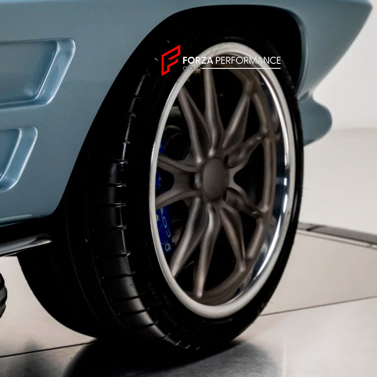 We manufactured premium quality forged wheels rims for our client's CHEVROLET CORVETTE C2 1963 with the following specifications:

THIS WHEEL DESIGN CAN BE CUSTOM-MADE FOR YOUR CAR IN ANY SIZE AND COLOR OPTIONS
Available in monoblock, 2-piece, 3-piece, duoblock, beadlock
3D wheel renderings are provided according to the exact dimensions and specifications requested by the client, ensuring proper fitment for their car prior to production

OPTIONS:&nbsp;

Brushed, polished, chrome, dual-color, milled face&nbs