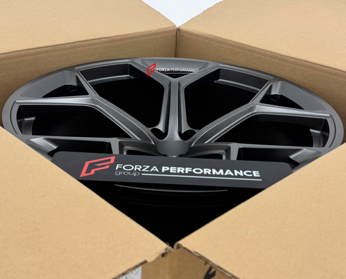 We manufactured premium quality forged wheels rims for our client's Audi RS Q8 4M 2019 - 2024 with the following specifications:

WHEEL SIZE:

Front: 23 x 10.5 ET 18
Rear: 23 x 10.5 ET 18
PCD: 5 x 112
CB: 66.5
Finish: Satin Gunmetal
Material: 6061-T6 Forged Aluminum
THIS WHEEL DESIGN CAN BE CUSTOM-MADE FOR YOUR CAR IN ANY SIZE AND COLOR OPTIONS
Available in monoblock, 2-piece, 3-piece, duoblock, beadlock
3D wheel renderings are provided according to the exact dimensions and specifications requested by the c