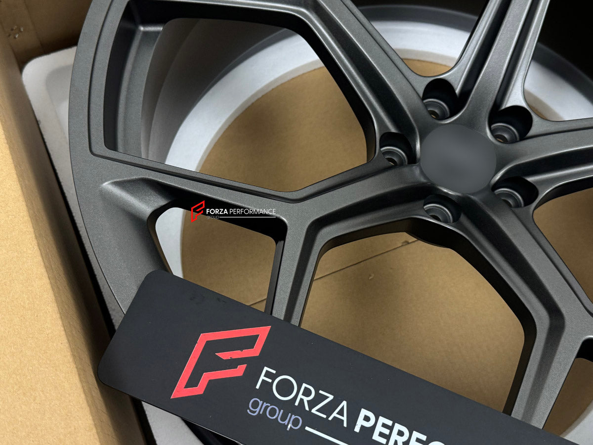 We manufactured premium quality forged wheels rims for our client's Audi RS Q8 4M 2019 - 2024 with the following specifications:

WHEEL SIZE:

Front: 23 x 10.5 ET 18
Rear: 23 x 10.5 ET 18
PCD: 5 x 112
CB: 66.5
Finish: Satin Gunmetal
Material: 6061-T6 Forged Aluminum
THIS WHEEL DESIGN CAN BE CUSTOM-MADE FOR YOUR CAR IN ANY SIZE AND COLOR OPTIONS
Available in monoblock, 2-piece, 3-piece, duoblock, beadlock
3D wheel renderings are provided according to the exact dimensions and specifications requested by the c