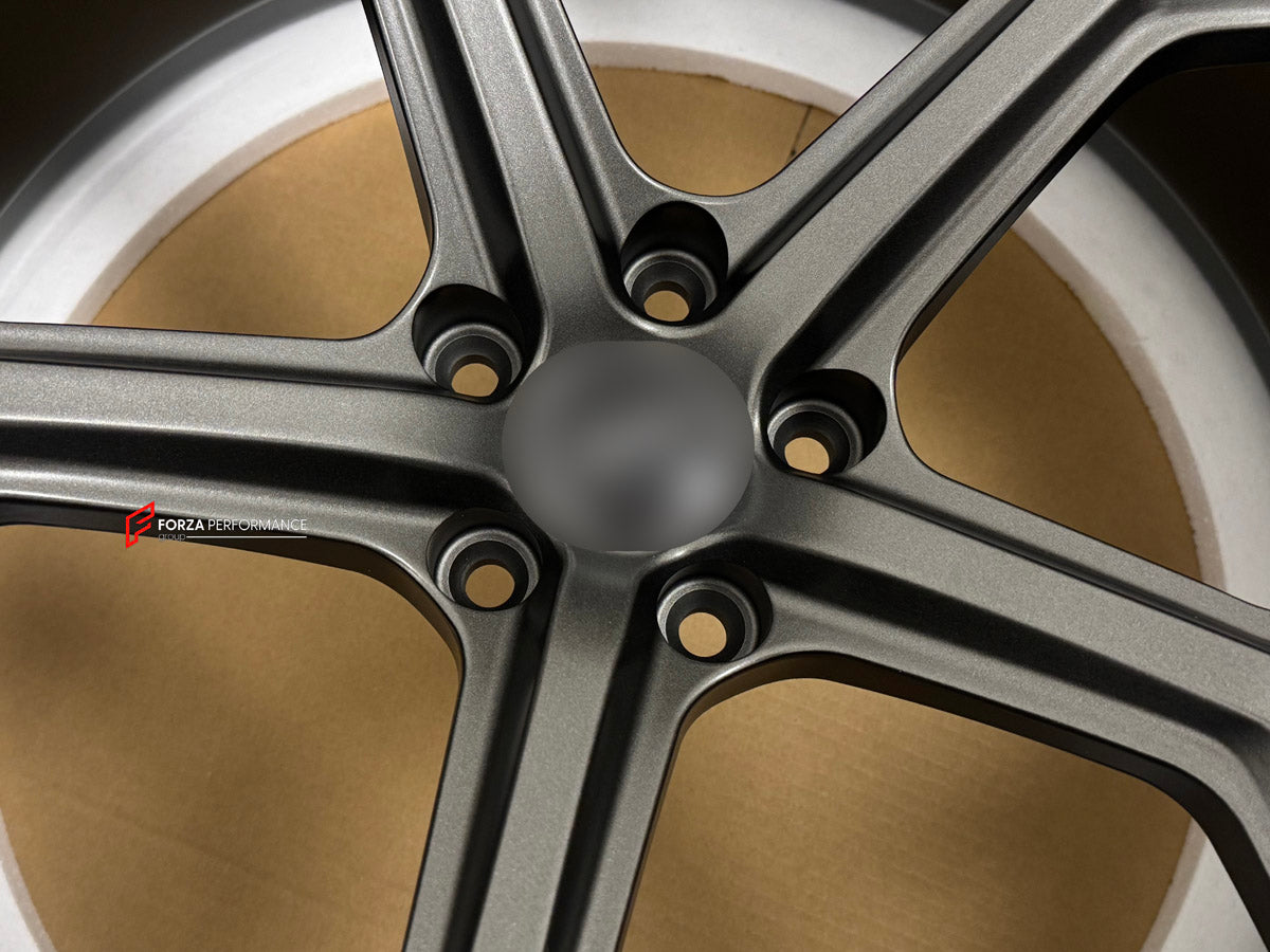 We manufactured premium quality forged wheels rims for our client's Audi RS Q8 4M 2019 - 2024 with the following specifications:

WHEEL SIZE:

Front: 23 x 10.5 ET 18
Rear: 23 x 10.5 ET 18
PCD: 5 x 112
CB: 66.5
Finish: Satin Gunmetal
Material: 6061-T6 Forged Aluminum
THIS WHEEL DESIGN CAN BE CUSTOM-MADE FOR YOUR CAR IN ANY SIZE AND COLOR OPTIONS
Available in monoblock, 2-piece, 3-piece, duoblock, beadlock
3D wheel renderings are provided according to the exact dimensions and specifications requested by the c