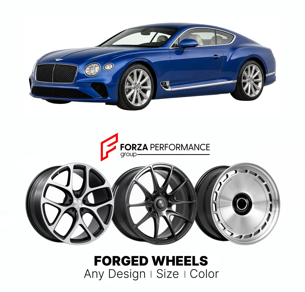 21 INCH FORGED WHEELS RIMS for BENTLEY CONTINENTAL GT III 2018 - 2024 FORZA PERFORMANCE Mansory Style

We manufacture premium quality forged wheels rims for Bentley Continental GT III 2018 - 2024 in any design, size, color.

THIS WHEEL DESIGN CAN BE CUSTOM-MADE FOR YOUR CAR IN ANY SIZE AND COLOR OPTIONS
Available in monoblock, 2-piece, 3-piece, duoblock, beadlock
3D wheel renderings are provided according to the exact dimensions and specifications requested by the client, ensuring proper fitment for their c