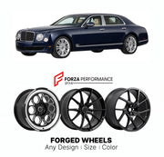 21 INCH FORGED WHEELS RIMS for BENTLEY MULSANNE 2009 - 2016 FORZA PERFORMANCE Mansory Style

We manufacture premium quality forged wheels rims for Bentley Mulsanne 2009 - 2016 in any design, size, color.

THIS WHEEL DESIGN CAN BE CUSTOM-MADE FOR YOUR CAR IN ANY SIZE AND COLOR OPTIONS
Available in monoblock, 2-piece, 3-piece, duoblock, beadlock
3D wheel renderings are provided according to the exact dimensions and specifications requested by the client, ensuring proper fitment for their car prior to producti