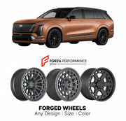 FORGED WHEELS RIMS for CADILLAC VISTIQ 2027+

Custom forged wheels for Cadillac Vistiq 2027+. Made-to-order monoblock, 2-piece and 3-piece rims in custom sizes, offsets, colors and finishes with guaranteed fitment.

We manufacture premium quality forged wheels rims for Cadillac Vistiq 2027+ in any design, size, color.

WHEEL SIZE:

Front: 22 x 10 ET 40
Rear: 22 x 10 ET 40
PCD: 6 x 139.7
CB: 78.1
Material: 6061-T6 Forged Aluminum
THIS WHEEL DESIGN CAN BE CUSTOM-MADE FOR YOUR CAR IN ANY SIZE AND COLOR OPTIONS