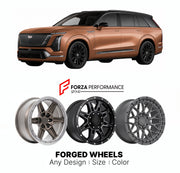 FORGED WHEELS RIMS for CADILLAC VISTIQ 2027+

Custom forged wheels for Cadillac Vistiq 2027+. Made-to-order monoblock, 2-piece and 3-piece rims in custom sizes, offsets, colors and finishes with guaranteed fitment.

We manufacture premium quality forged wheels rims for Cadillac Vistiq 2027+ in any design, size, color.

WHEEL SIZE:

Front: 22 x 10 ET 40
Rear: 22 x 10 ET 40
PCD: 6 x 139.7
CB: 78.1
Material: 6061-T6 Forged Aluminum
THIS WHEEL DESIGN CAN BE CUSTOM-MADE FOR YOUR CAR IN ANY SIZE AND COLOR OPTIONS