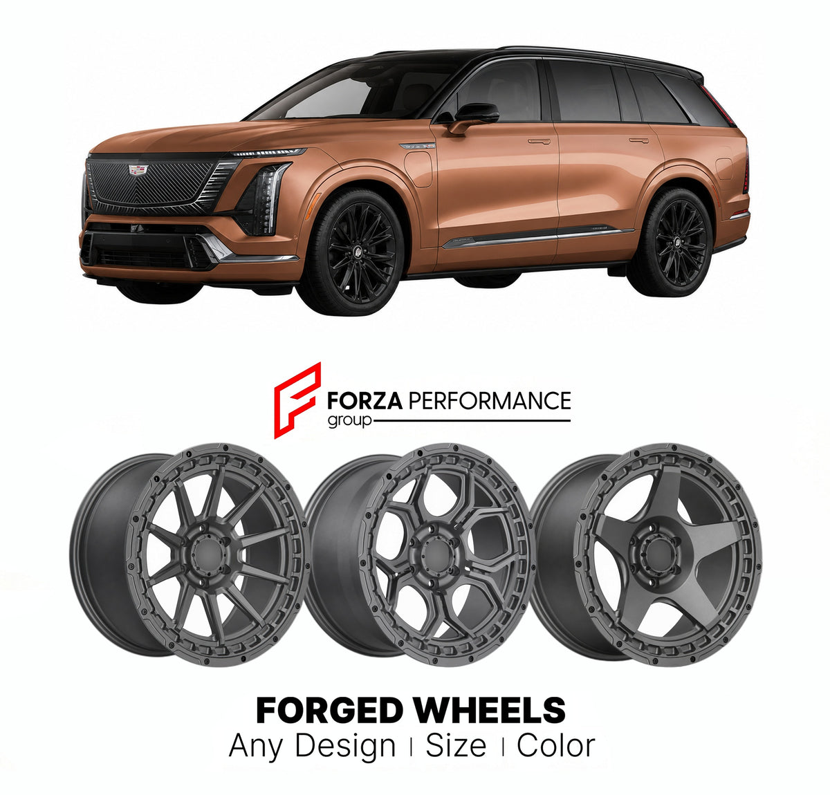 FORGED WHEELS RIMS for CADILLAC VISTIQ 2027+

Custom forged wheels for Cadillac Vistiq 2027+. Made-to-order monoblock, 2-piece and 3-piece rims in custom sizes, offsets, colors and finishes with guaranteed fitment.

We manufacture premium quality forged wheels rims for Cadillac Vistiq 2027+ in any design, size, color.

WHEEL SIZE:

Front: 22 x 10 ET 40
Rear: 22 x 10 ET 40
PCD: 6 x 139.7
CB: 78.1
Material: 6061-T6 Forged Aluminum
THIS WHEEL DESIGN CAN BE CUSTOM-MADE FOR YOUR CAR IN ANY SIZE AND COLOR OPTIONS
